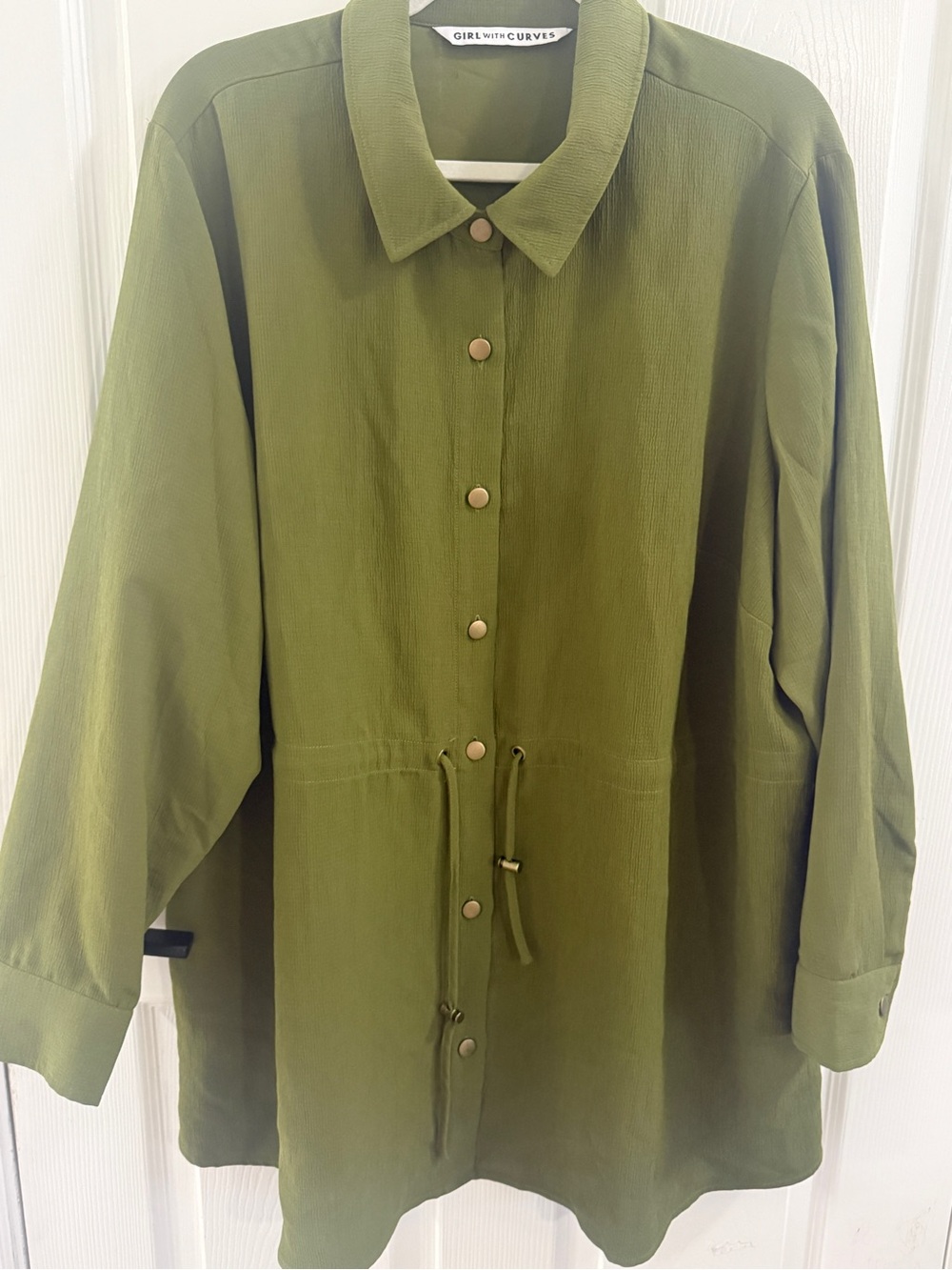 Girl With Curves 2X Olive Utility Shirt Dress Shacket Snap Front Plus